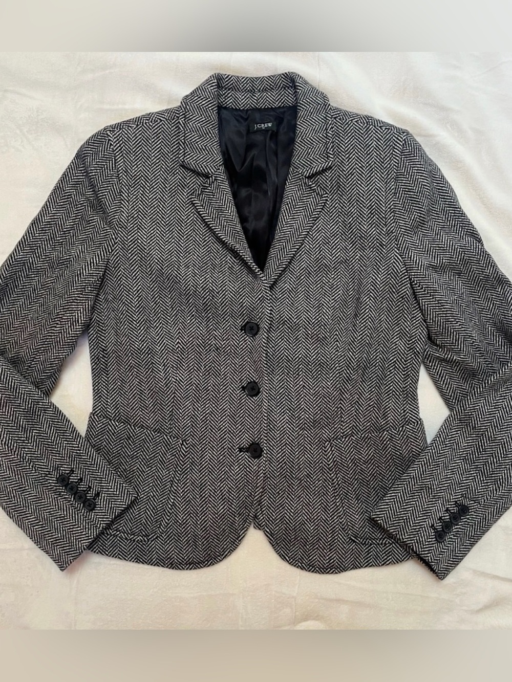 J. Crew Gray Wool Herringbone Blazer